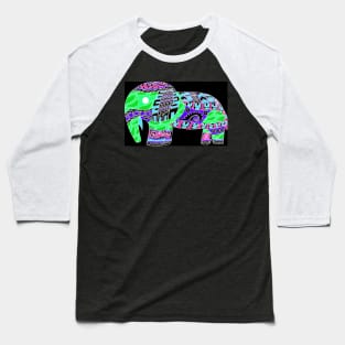 cute elephant mandala in safari zentangle ecopop art floral Baseball T-Shirt